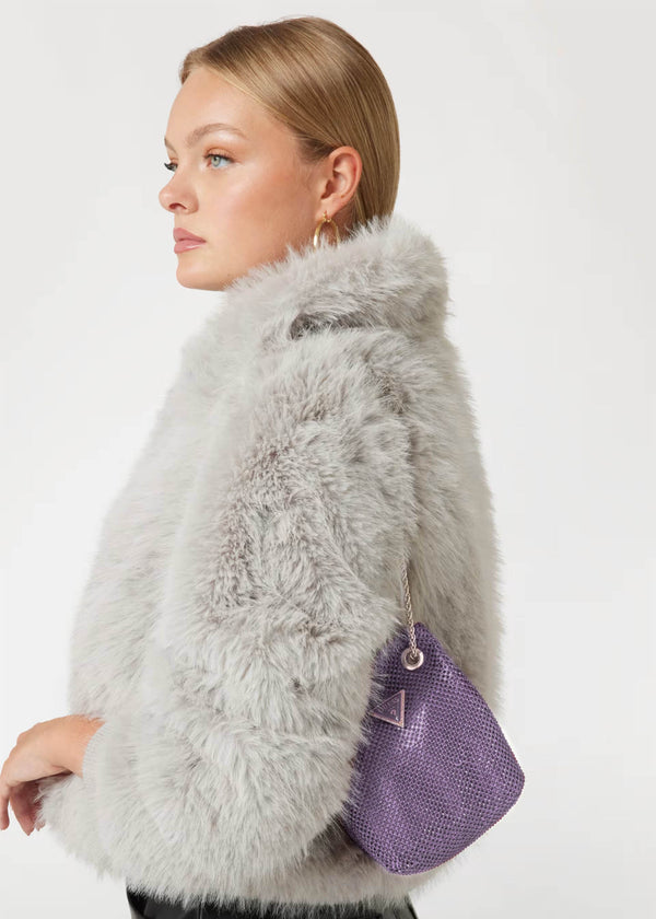 Zalina Orchid Diamante Chain Mesh Pouch