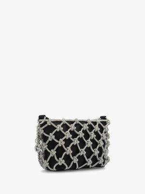 Zalina Black Diamante Knot Top Zip Shoulder Bag