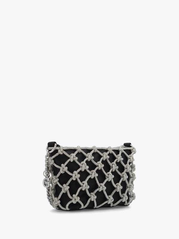 Zalina Black Diamante Knot Top Zip Shoulder Bag