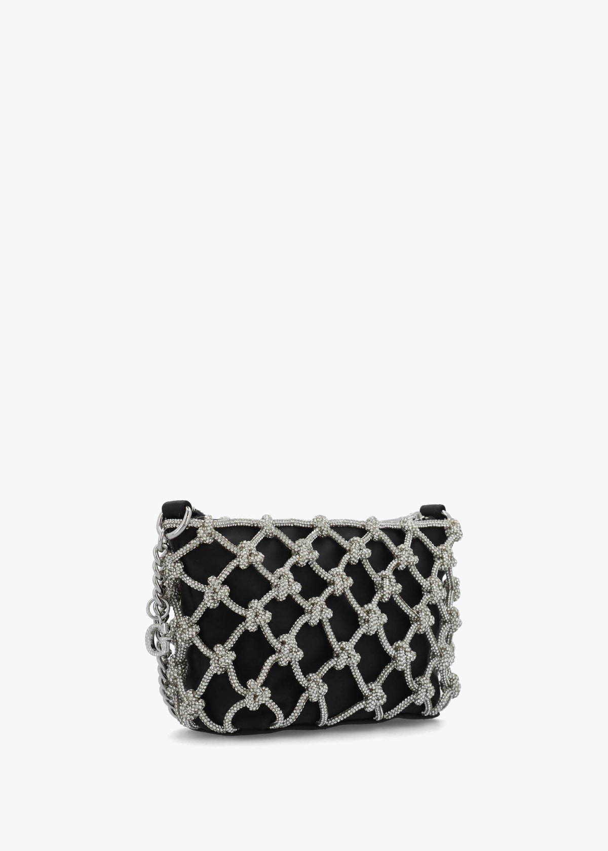 Zalina Black Diamante Knot Top Zip Shoulder Bag