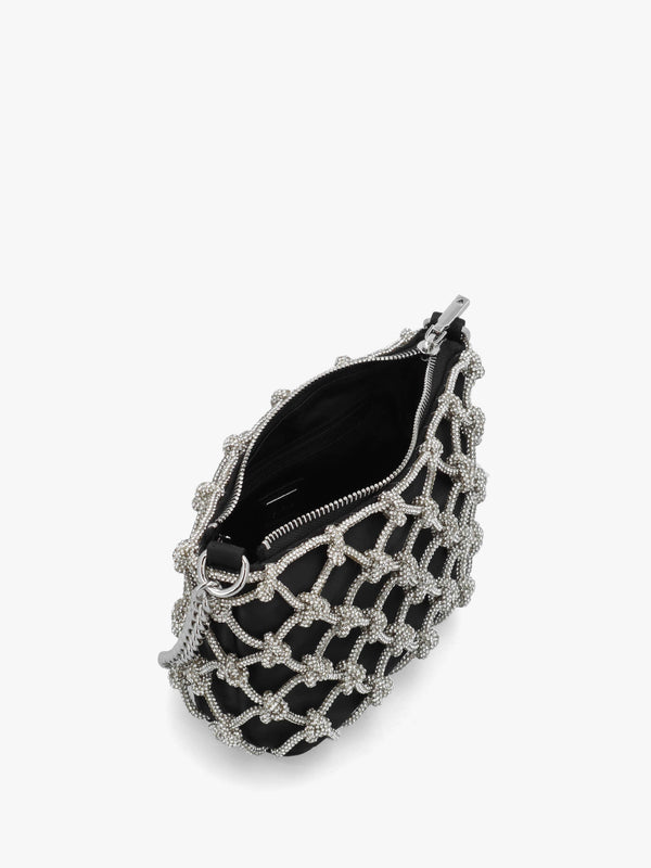 Zalina Black Diamante Knot Top Zip Shoulder Bag