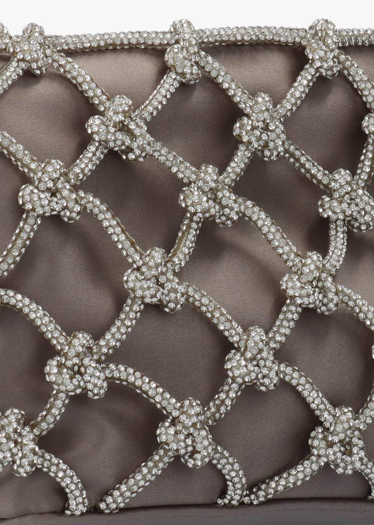 Zalina Silver Diamante Knot Top Zip Shoulder Bag