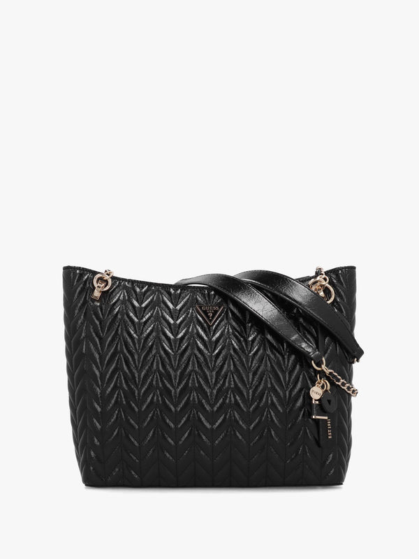 Cheryl II Quilted Black Tote Bag