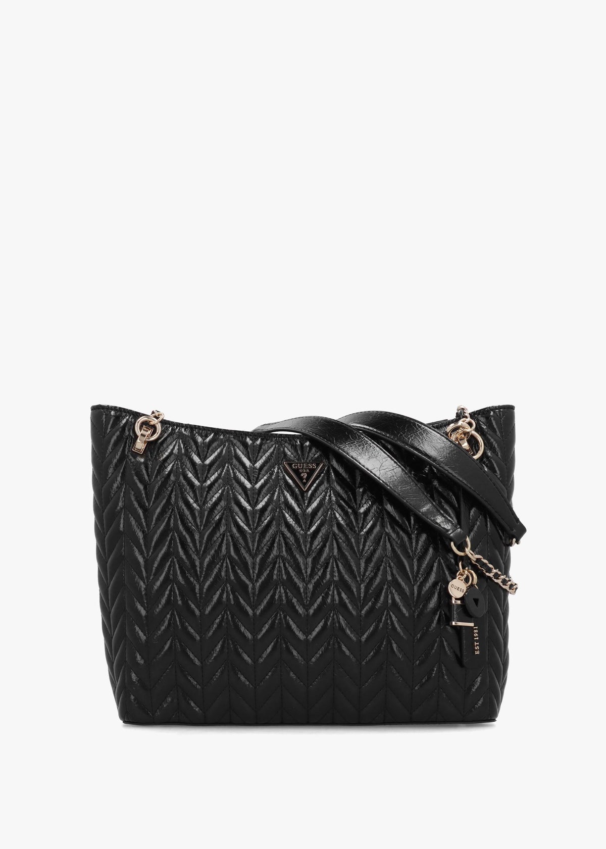 Cheryl II Quilted Black Tote Bag