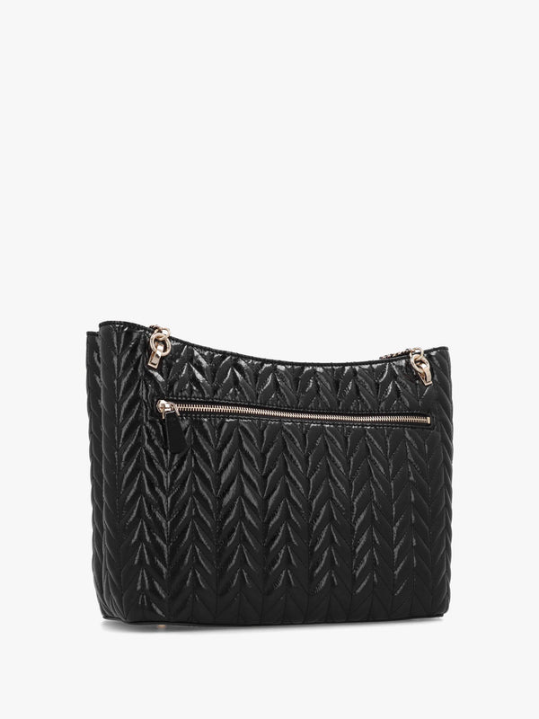 Cheryl II Quilted Black Tote Bag