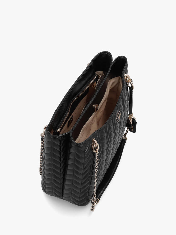 Cheryl II Quilted Black Tote Bag