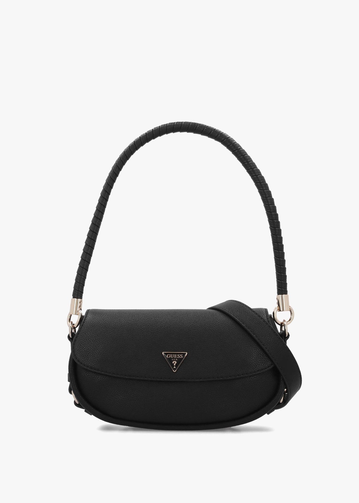 Danya Black Twisted Top Handle Shoulder Bag