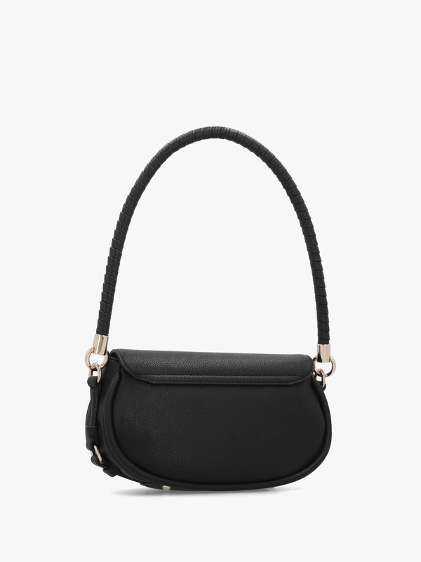 Danya Black Twisted Top Handle Shoulder Bag