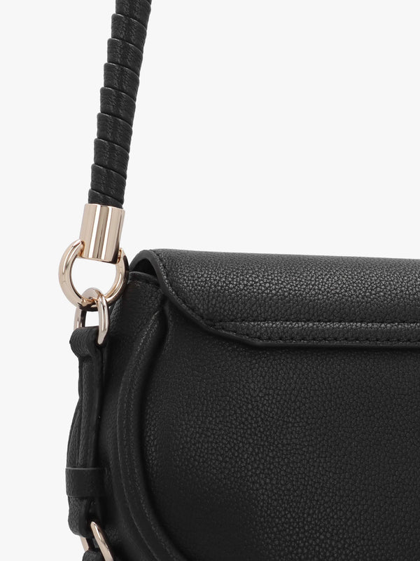 Danya Black Twisted Top Handle Shoulder Bag