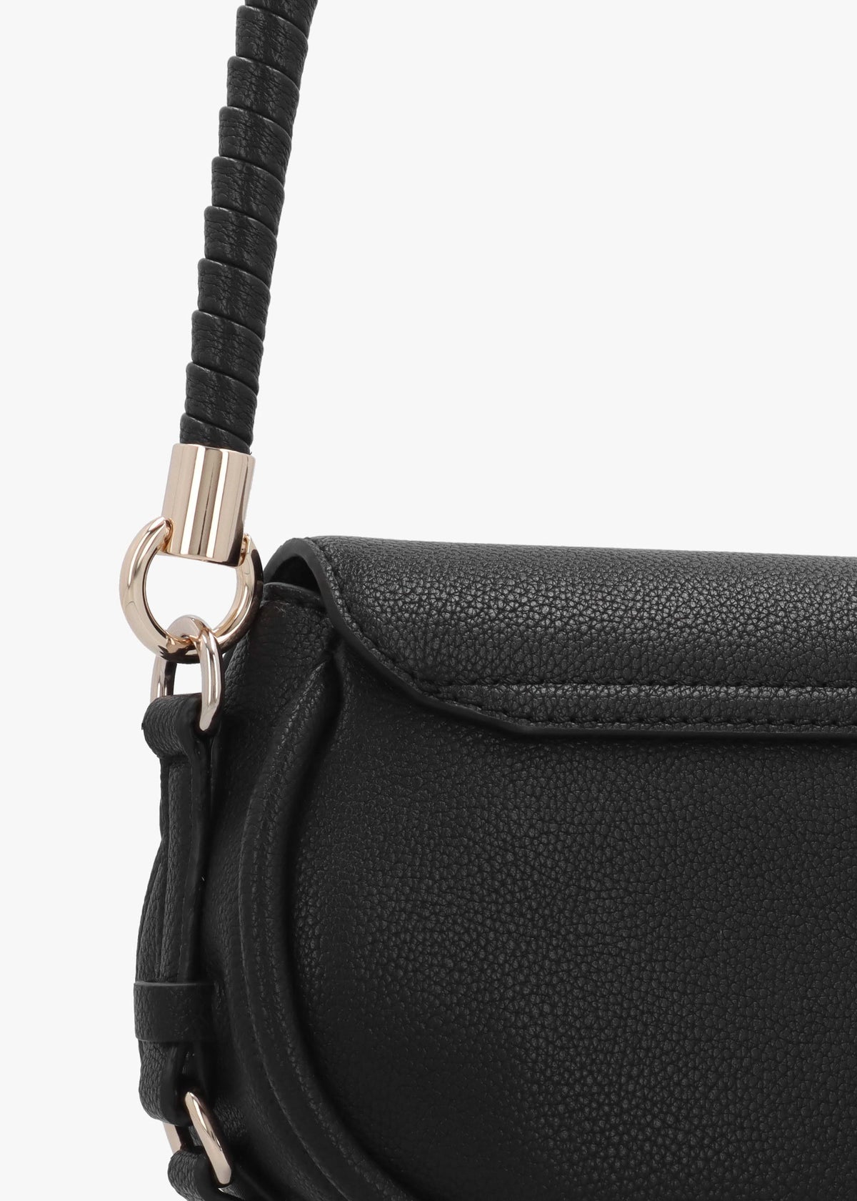 Danya Black Twisted Top Handle Shoulder Bag