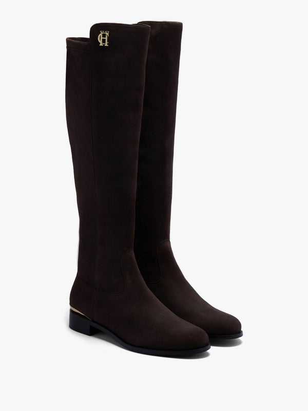 HOLLAND COOPER Albany Brown Suede Knee Boots