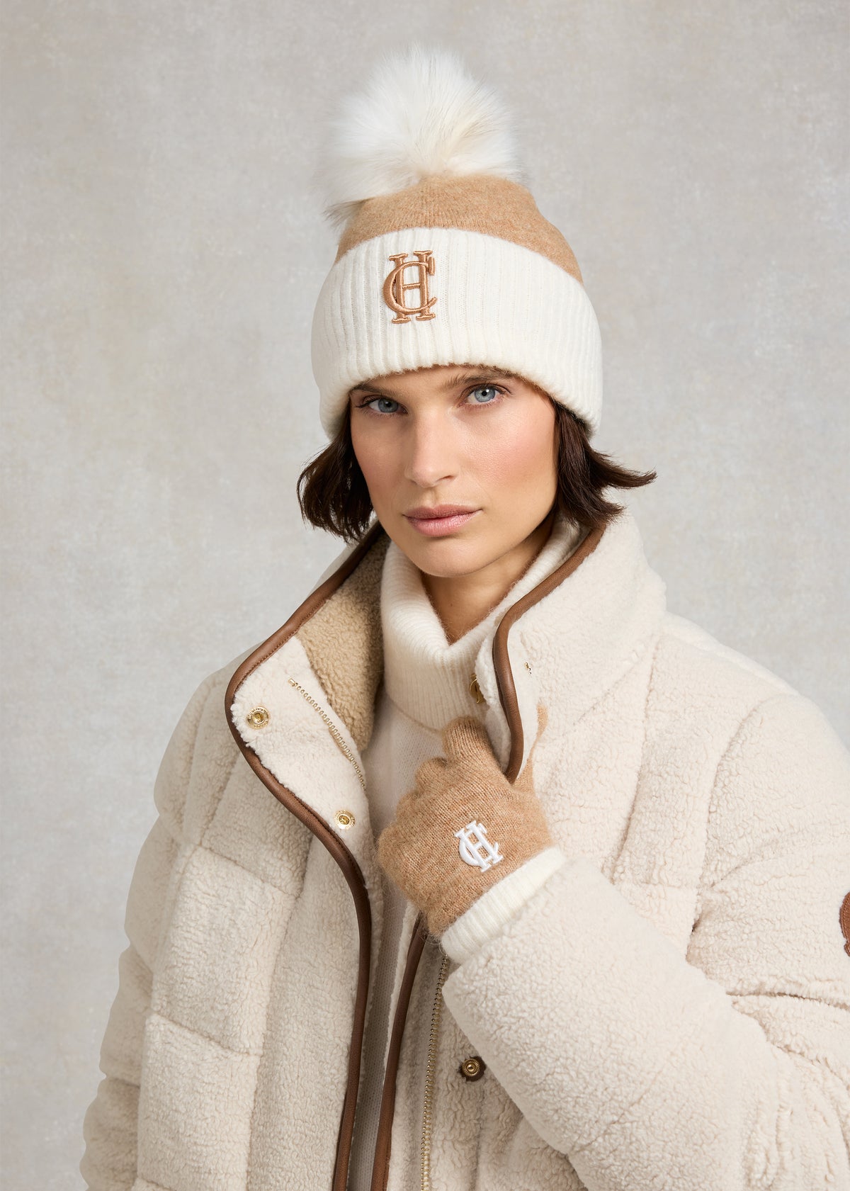 Holland Cooper Chelsea Tan Wool Mix Gloves