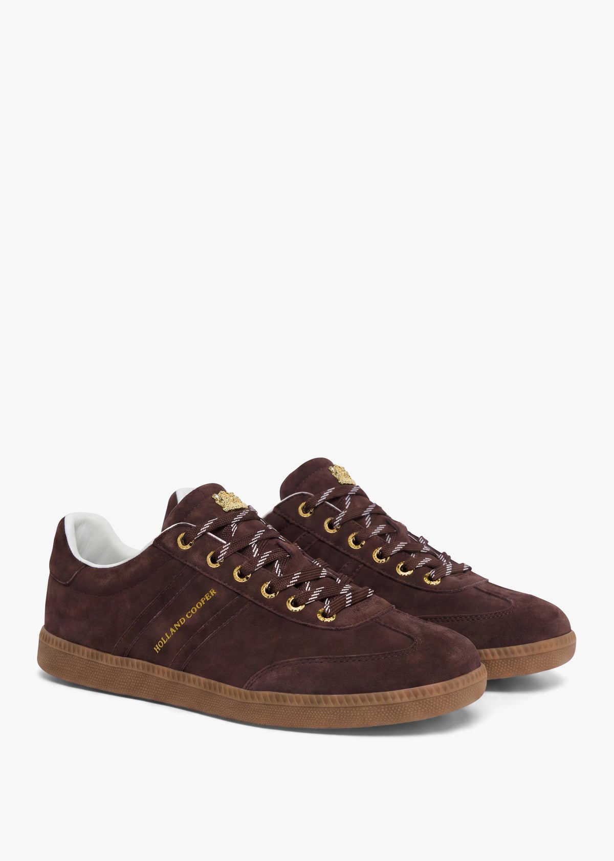 HOLLAND COOPER Knightsbridge Brown Suede Court Trainers