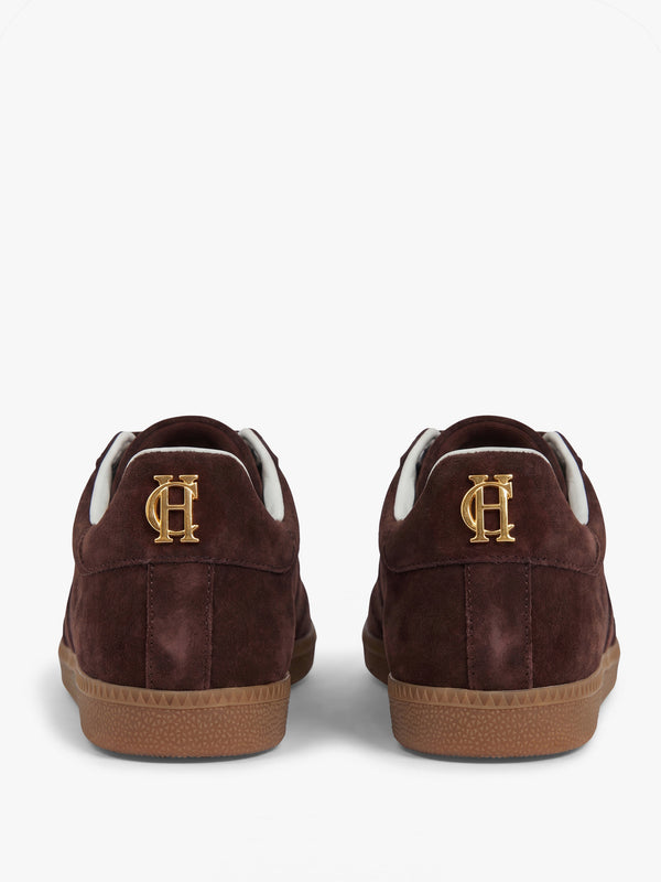 HOLLAND COOPER Knightsbridge Brown Suede Court Trainers