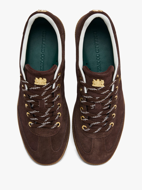 HOLLAND COOPER Knightsbridge Brown Suede Court Trainers