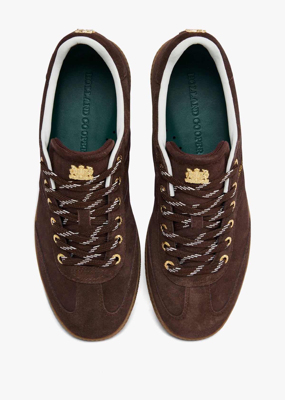 HOLLAND COOPER Knightsbridge Brown Suede Court Trainers