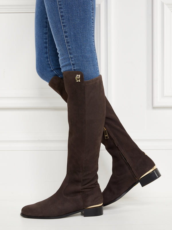 HOLLAND COOPER Albany Brown Suede Knee Boots