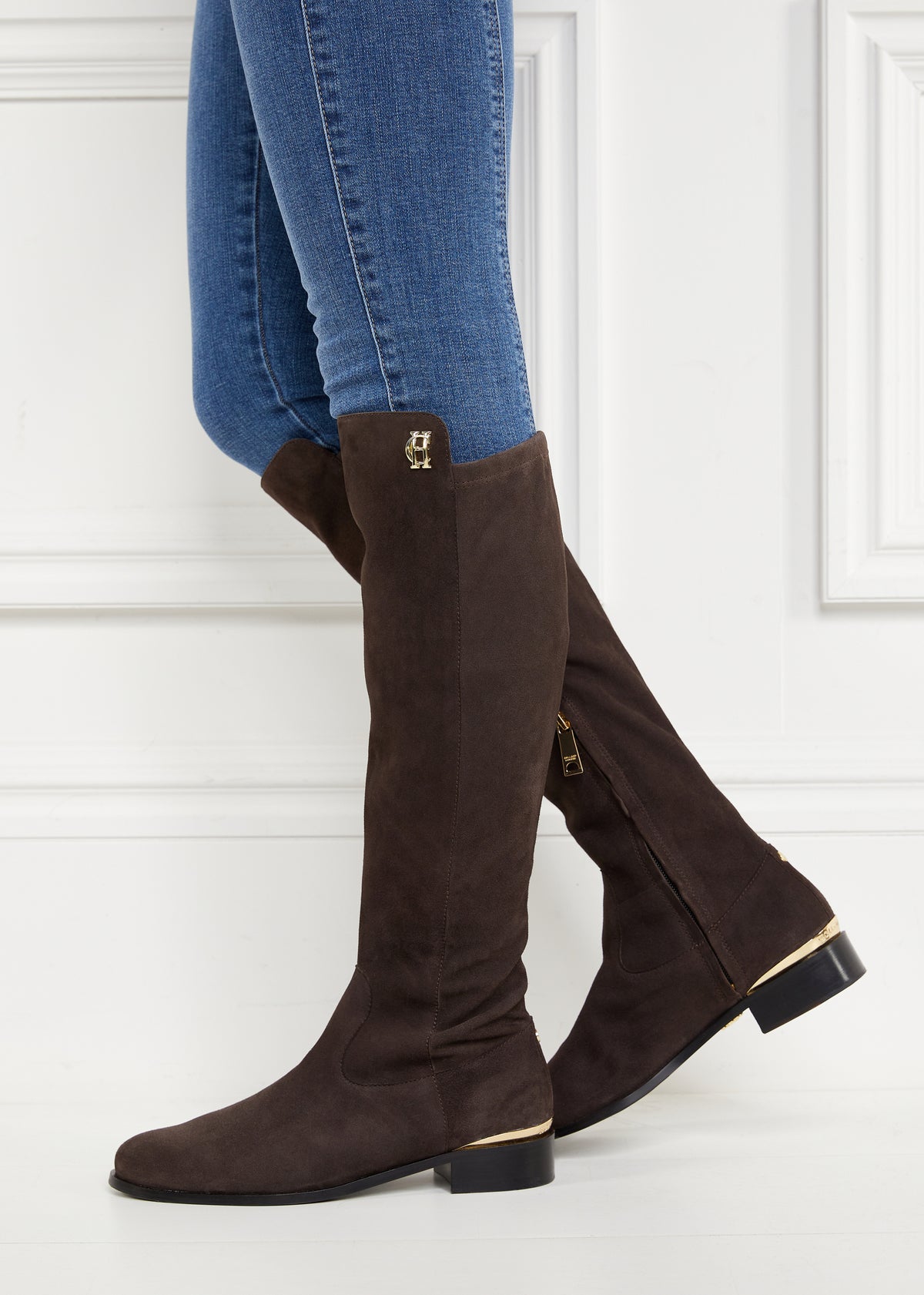 HOLLAND COOPER Albany Brown Suede Knee Boots