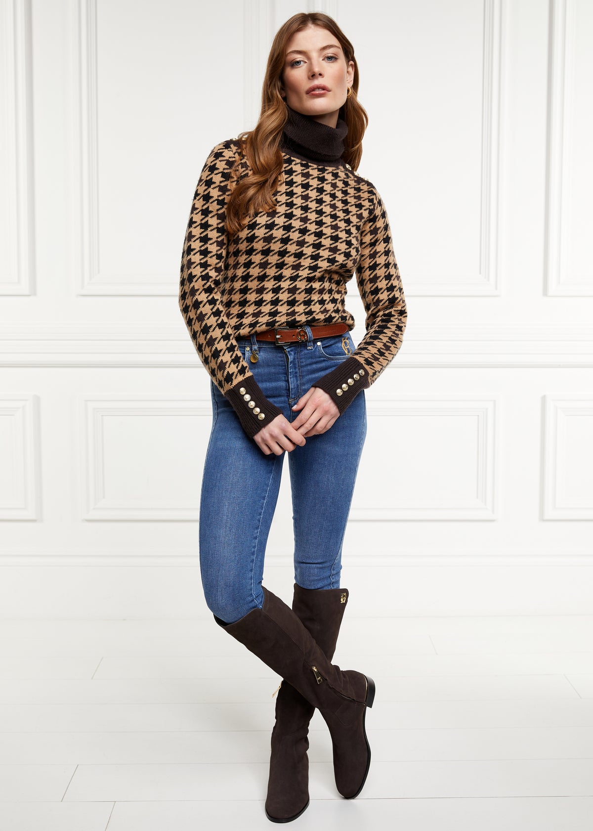 HOLLAND COOPER Albany Brown Suede Knee Boots
