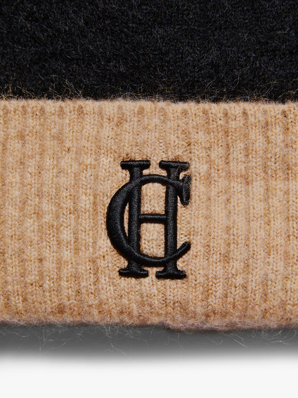 HOLLAND COOPER Chelsea Black Wool Mix Bobble Hat