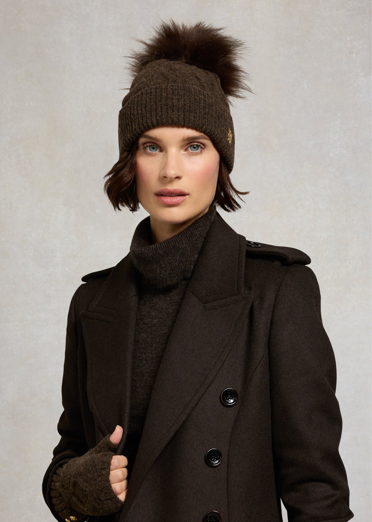 HOLLAND COOPER HC SLOANE CABLE BOBBLE HAT
