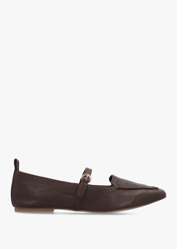 Ferry Cacao Leather Mary Jane Shoes