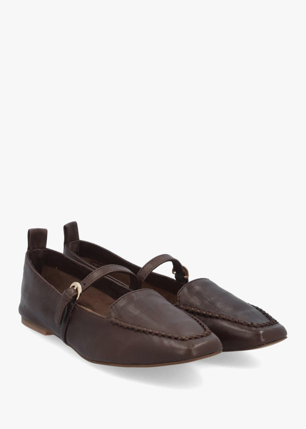 Ferry Cacao Leather Mary Jane Shoes