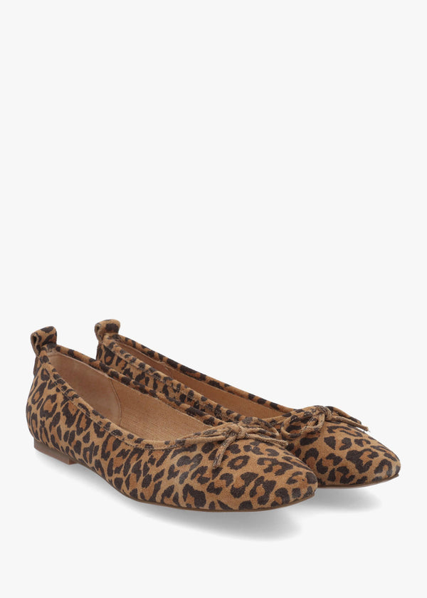 Frankie Leopard Suede Ballet Pumps