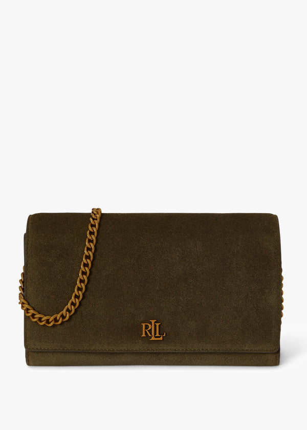 Medium Adair II Green Suede Wallet On A Chain