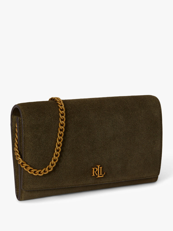 Medium Adair II Green Suede Wallet On A Chain