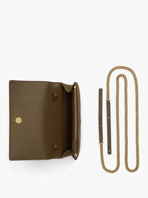 Medium Adair II Green Suede Wallet On A Chain