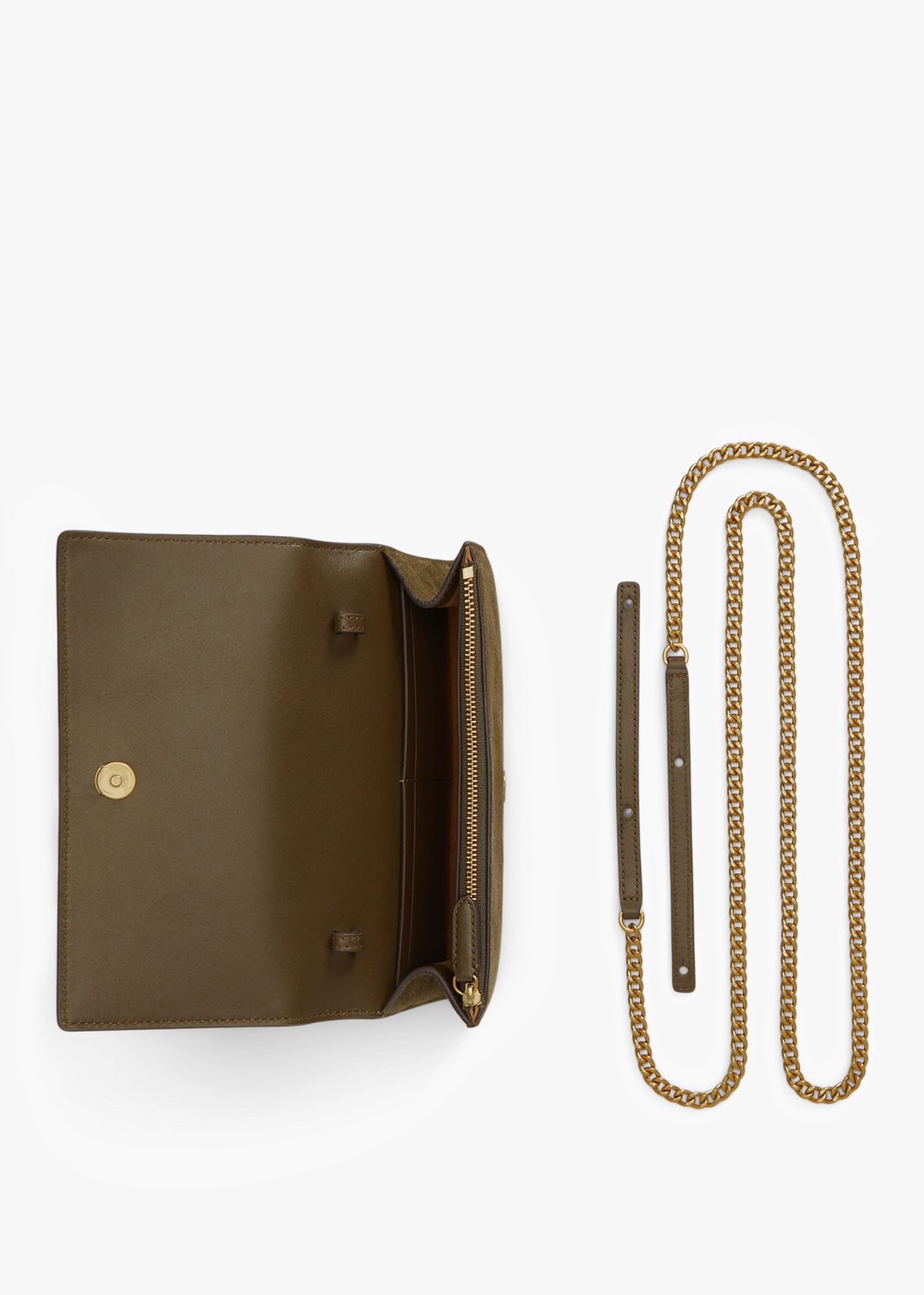 Medium Adair II Green Suede Wallet On A Chain
