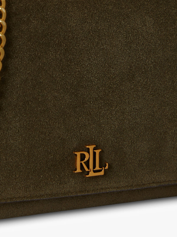 Medium Adair II Green Suede Wallet On A Chain