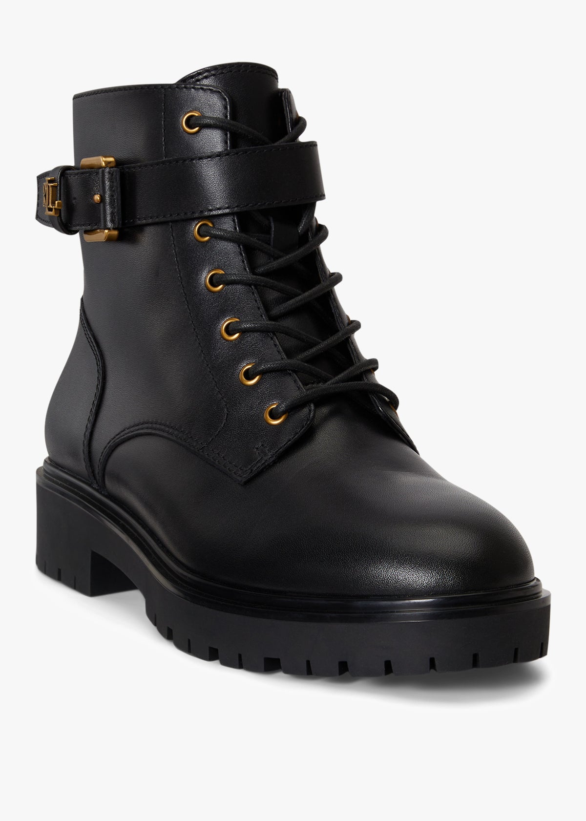 Allyson Calfskin Logo-Keeper Black Leather Ankle Boots