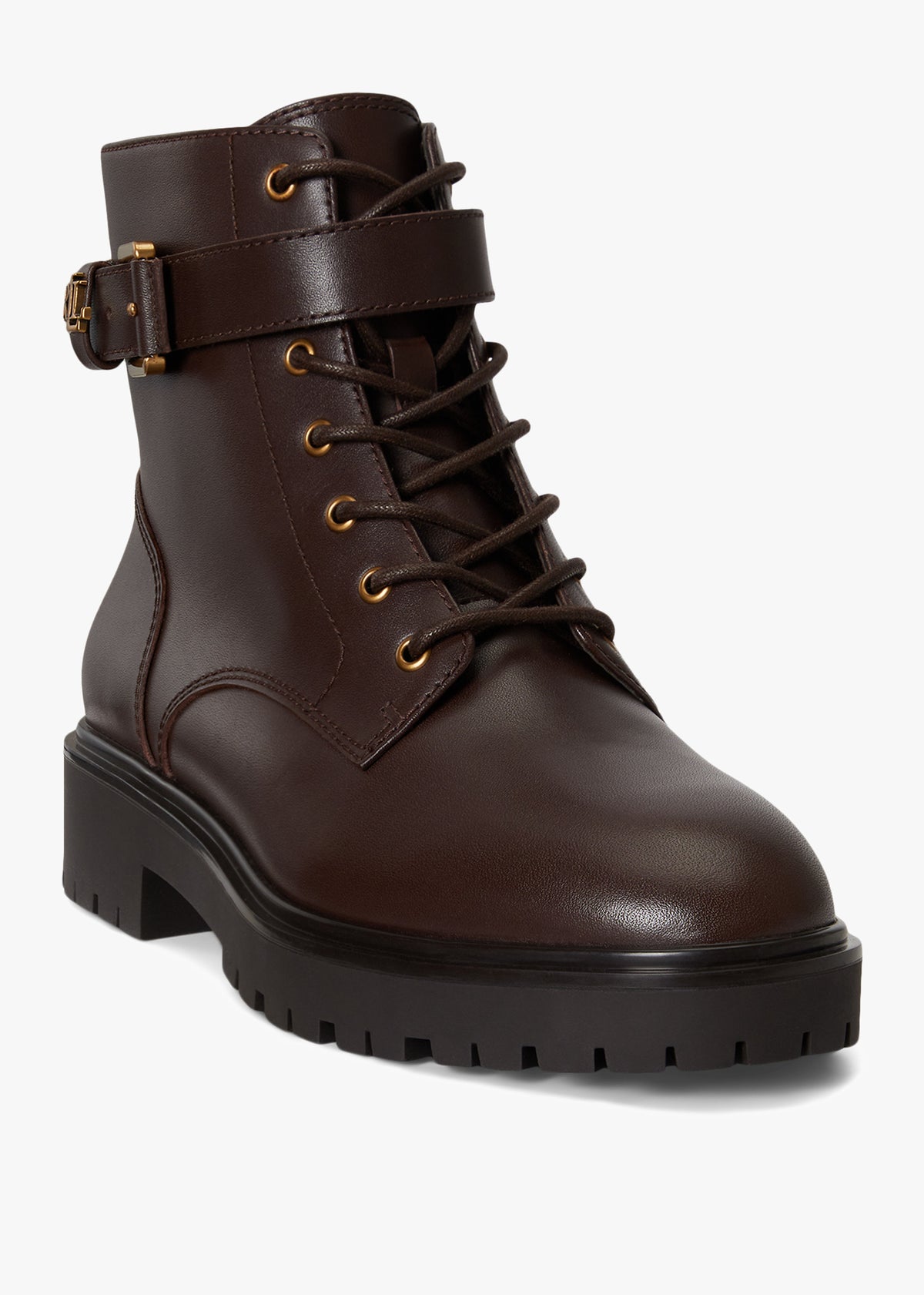 Allyson Calfskin Logo-Keeper Brown Leather Ankle Boots