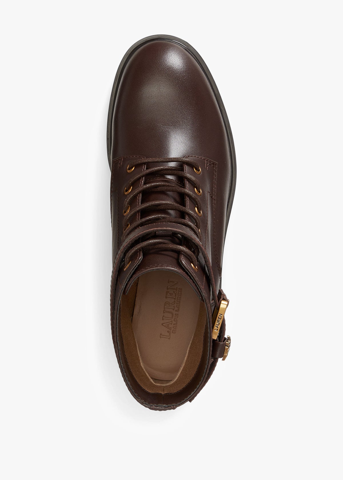Allyson Calfskin Logo-Keeper Brown Leather Ankle Boots