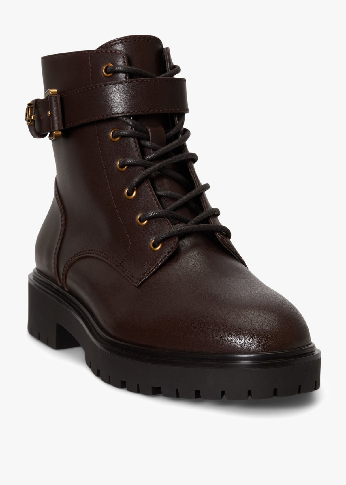 Allyson Calfskin Logo-Keeper Brown Leather Ankle Boots