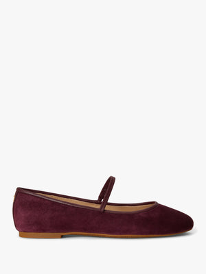 Jayna Burgundy Suede Mary Jane Ballet Pumps