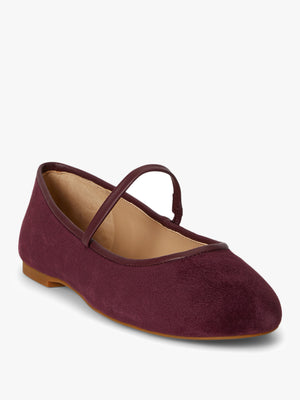Jayna Burgundy Suede Mary Jane Ballet Pumps