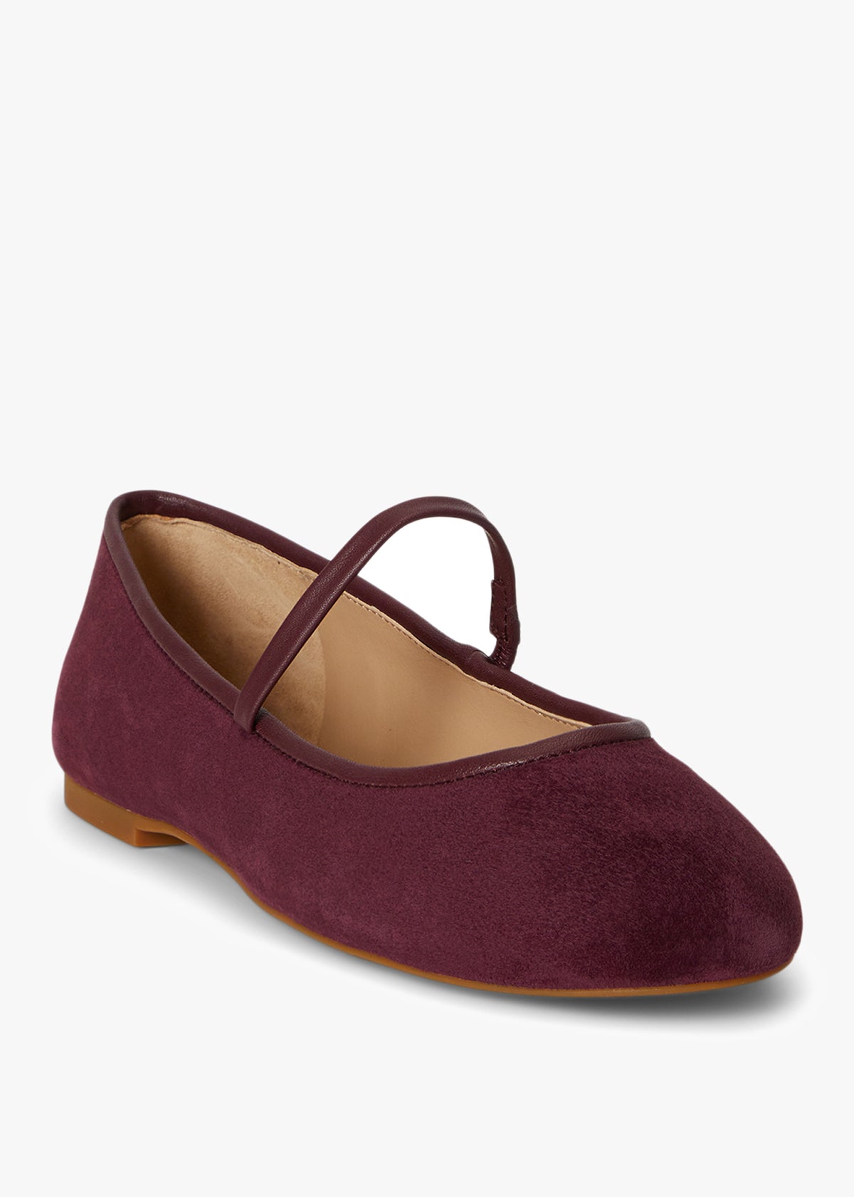 Jayna Burgundy Suede Mary Jane Ballet Pumps