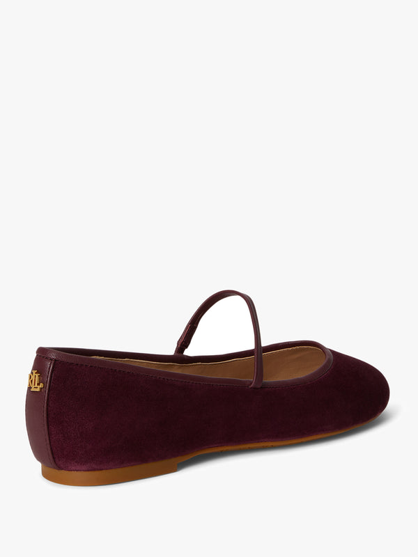 Jayna Burgundy Suede Mary Jane Ballet Pumps