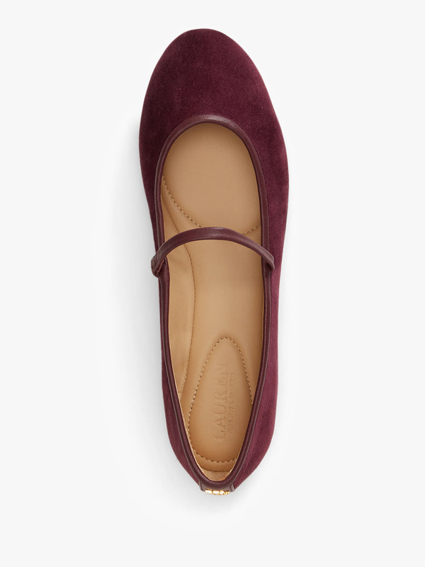 Jayna Burgundy Suede Mary Jane Ballet Pumps