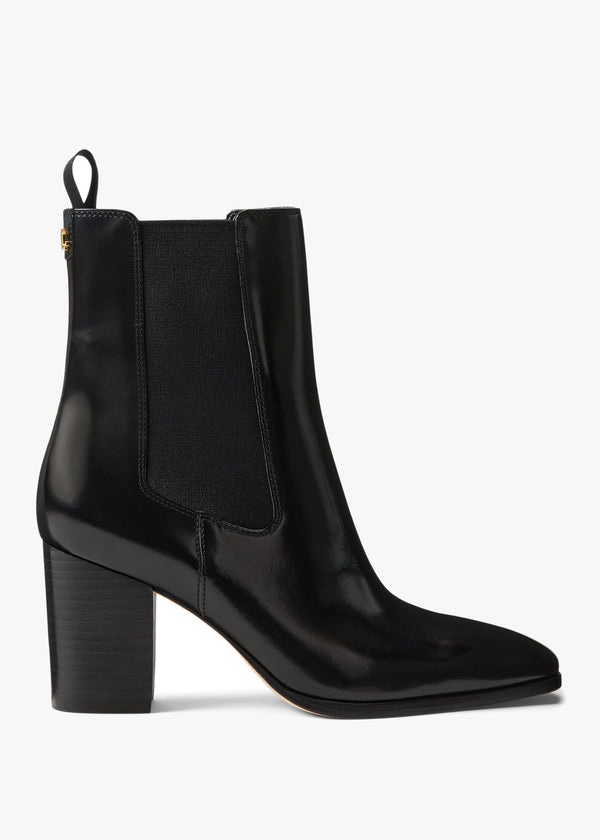 Rlyan Black Patent Leather Block Heel Ankle Boots