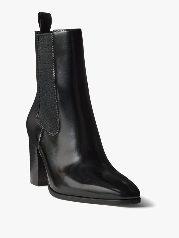 Rlyan Black Patent Leather Block Heel Ankle Boots