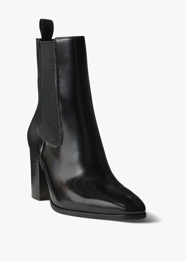 Rlyan Black Patent Leather Block Heel Ankle Boots