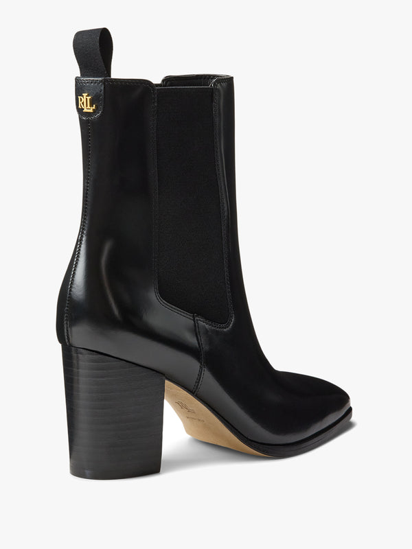 Rlyan Black Patent Leather Block Heel Ankle Boots