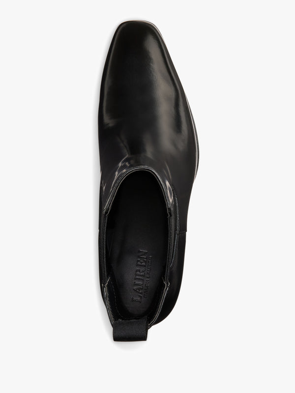 Rlyan Black Patent Leather Block Heel Ankle Boots