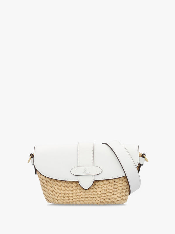 Lynden Small Natural White Straw-Leather Shoulder Bag