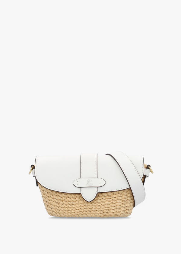 Lynden Small Natural White Straw-Leather Shoulder Bag