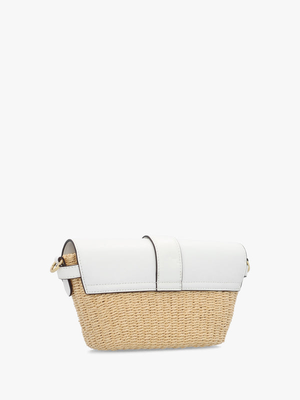 Lynden Small Natural White Straw-Leather Shoulder Bag